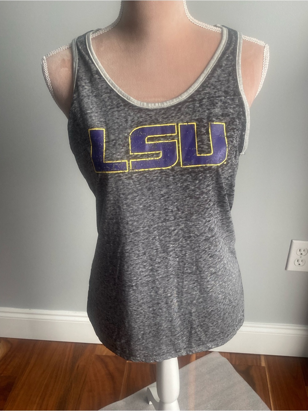 ⭐️⭐️ Gray LSU Graphic Tank Top with Purple & Gold Logo